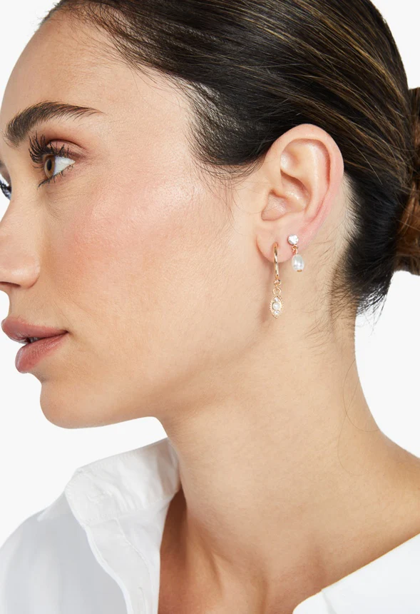 Kyra Linked Pearl Earrings Multipack - Image 2
