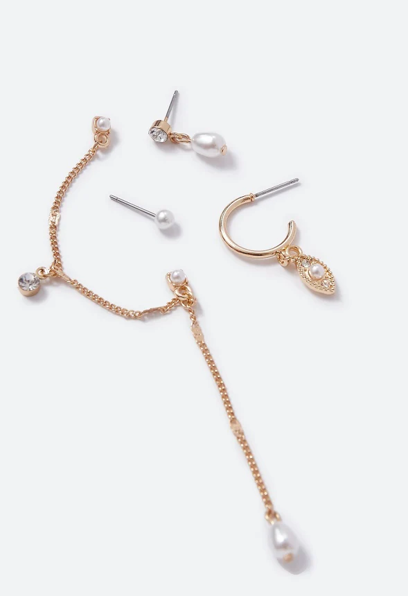 Kyra Linked Pearl Earrings Multipack - Image 3