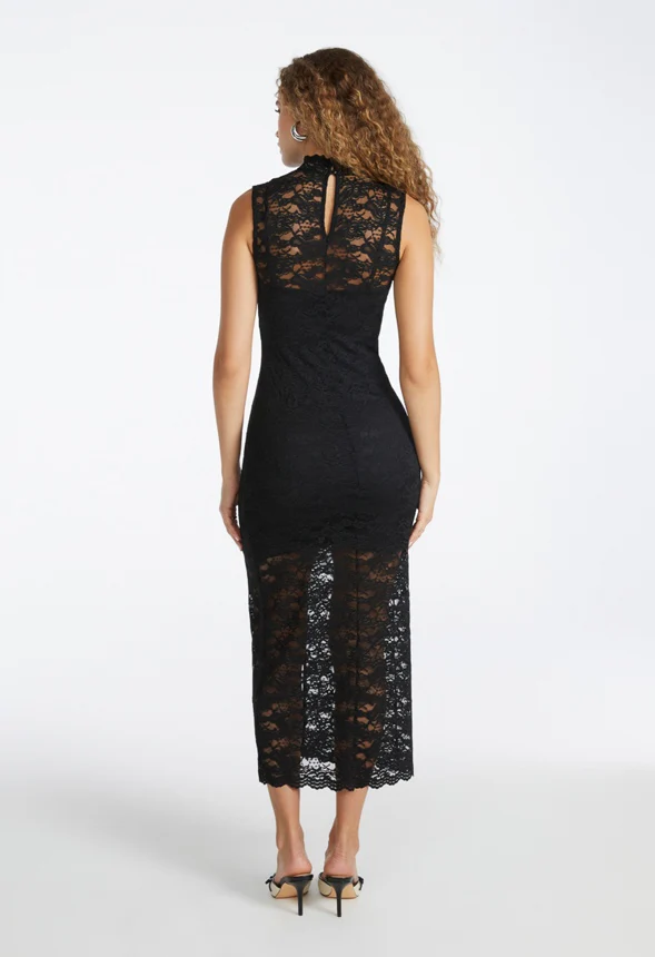 Lace Mock Neck Midi Dress - Image 2