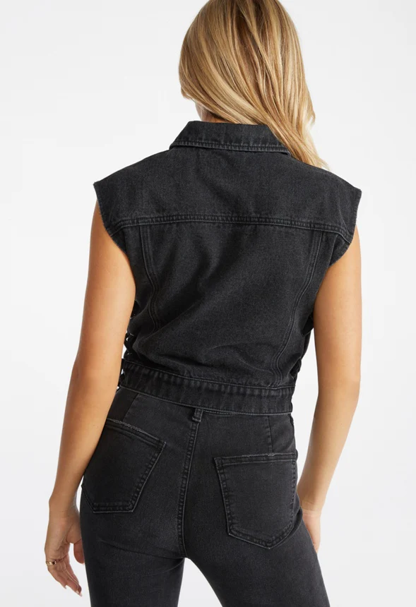 Lace Up Denim Vest - Image 2