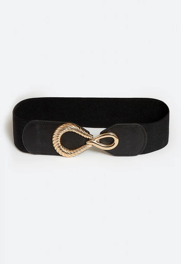 Lara Elasticated Waist Belt With Smooth And Rope Effect Link Fastening - Image 2
