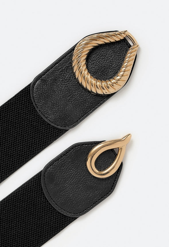 Lara Elasticated Waist Belt With Smooth And Rope Effect Link Fastening - Image 3