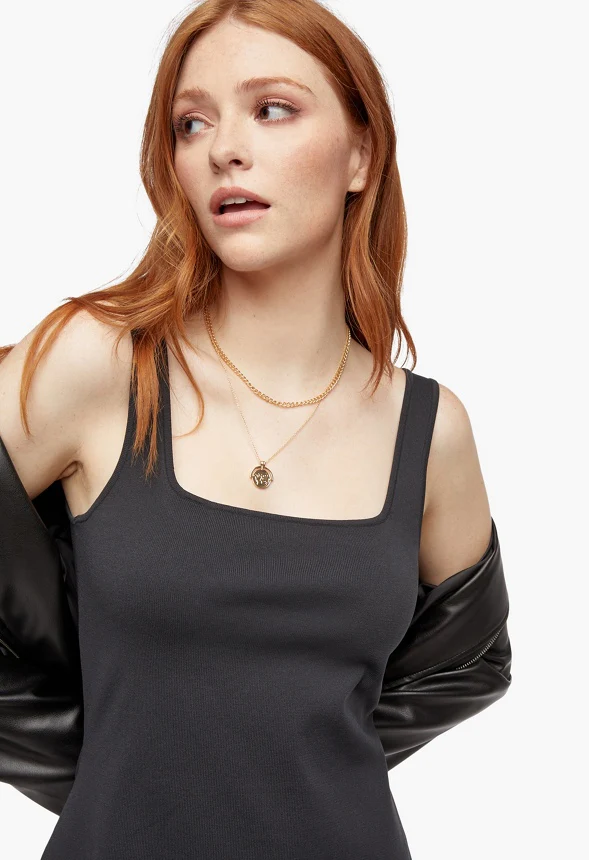 Layered Chain Necklace With Coin - Image 4