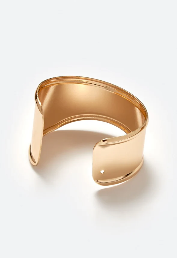 Lei Adjustable Chunky Smooth Metal Cuff Bracelet - Image 3