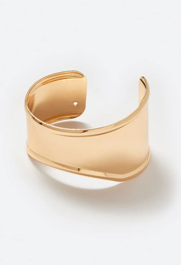 Lei Adjustable Chunky Smooth Metal Cuff Bracelet - Image 4