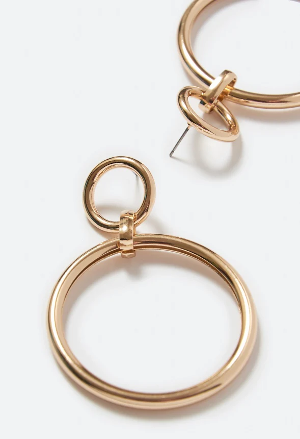 Leia Linked Smooth Ring Drop Earrings - Image 3