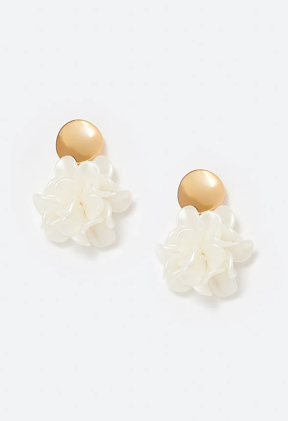 Leia Metal Disc And Petal Cluster Drop Earrings - Image 2