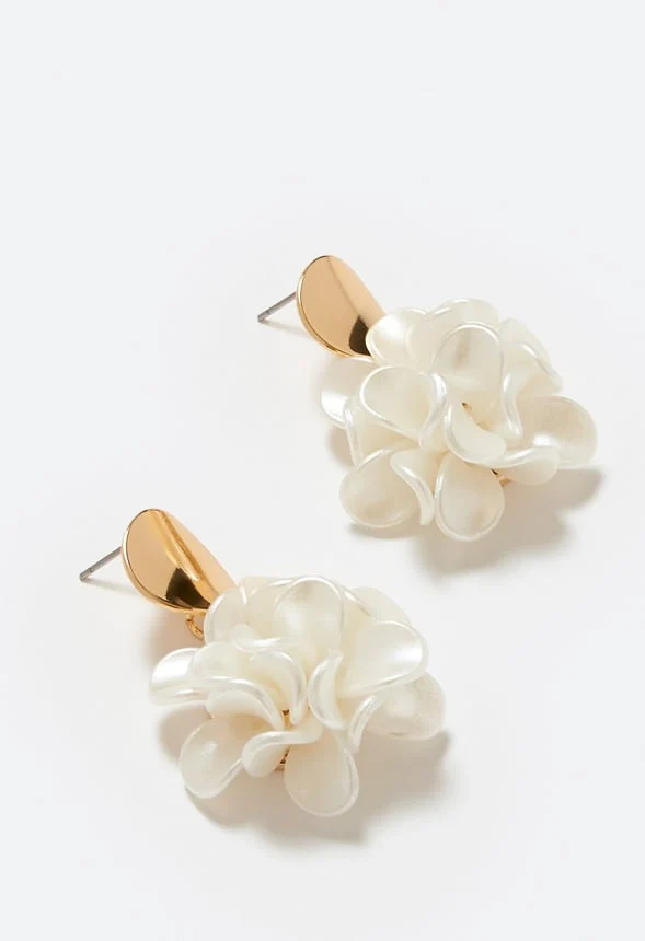 Leia Metal Disc And Petal Cluster Drop Earrings - Image 3