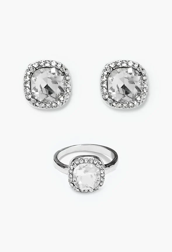 Leona Crystal Ring And Stud Set - Image 2