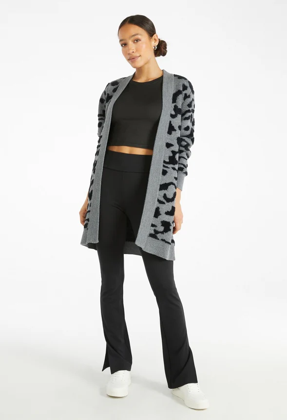 Leopard Fuzzy Jacquard Cardigan - Image 5