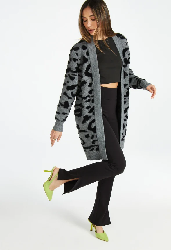 Leopard Fuzzy Jacquard Cardigan - Image 6
