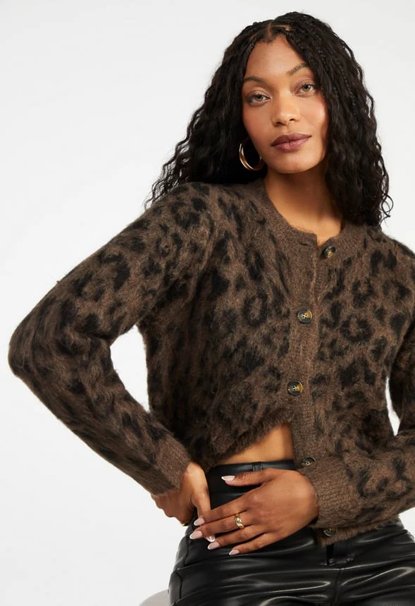 Leopard Jacquard Cardigan - Image 2