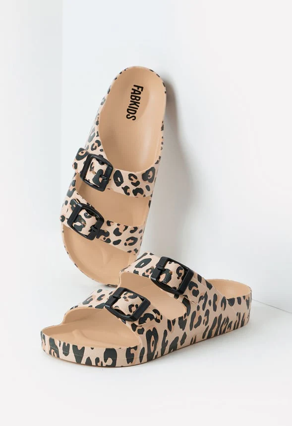 Leopard Rubber Buckle Slide Sandal - Image 3
