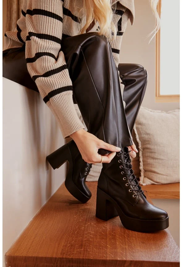 Letty Block Heeled Lace-Up Bootie - Image 7