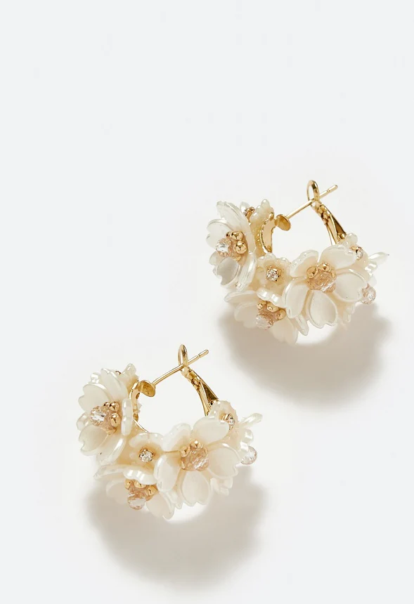 Lexi 3D Multi Flower Hoop Earrings - Image 2
