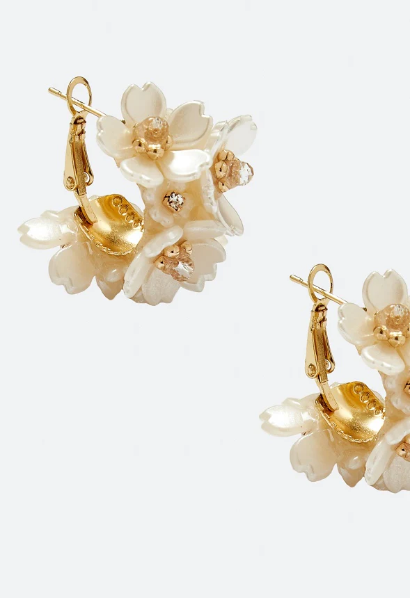 Lexi 3D Multi Flower Hoop Earrings - Image 3