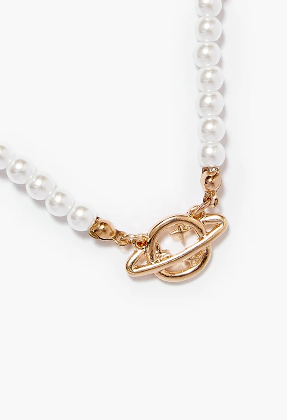 Lexi Irregular Pearl Necklace With Orb Detail - Image 2