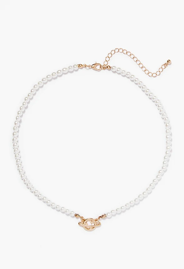Lexi Irregular Pearl Necklace With Orb Detail - Image 3
