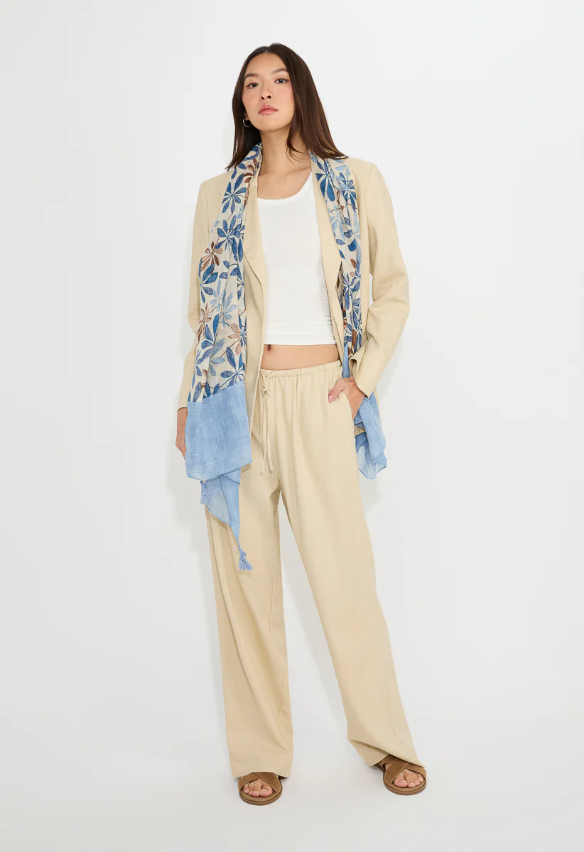 Lexi Leaf Design Long Woven Scarf - Image 2