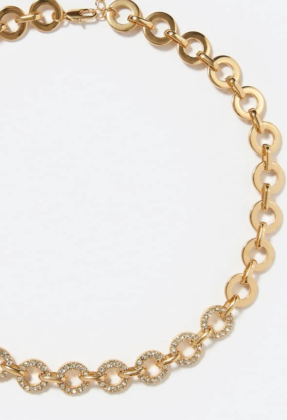 Lexi Pave Rhinestone And Metal Rings Necklace - Image 3
