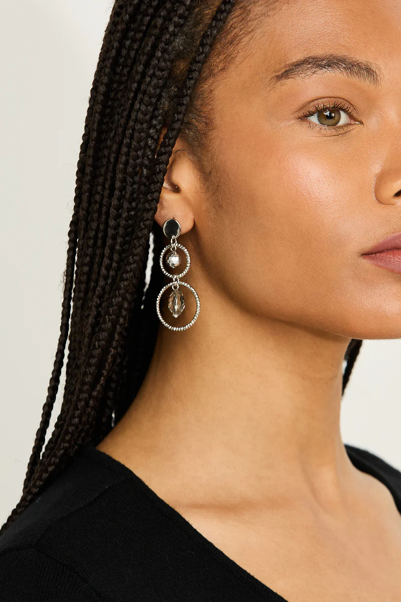 Lia Linked Rings and Beads Dangle Earrings - Image 2