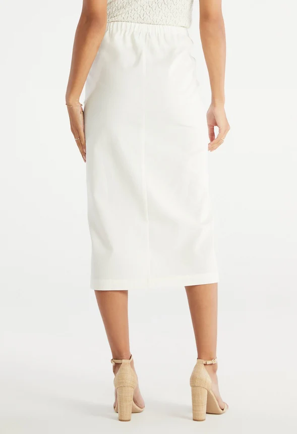 Linen Button Midi Skirt - Image 2