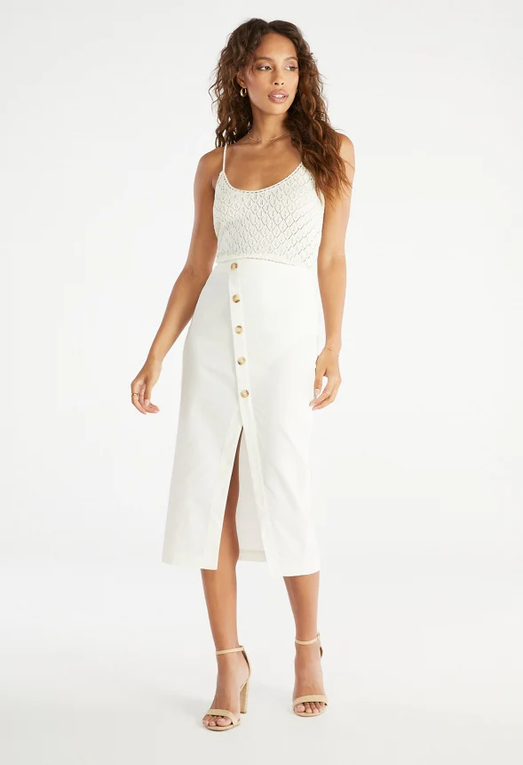 Linen Button Midi Skirt - Image 5