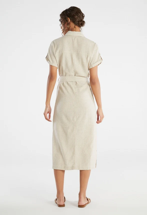 Linen Midi Shirt Dress - Image 2