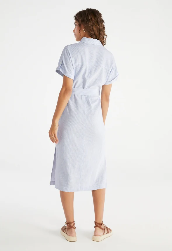 Linen Midi Shirt Dress - Image 2