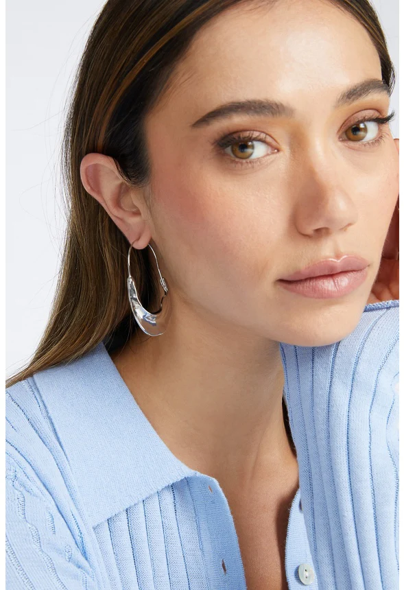 Lisa Organic Molten Hoop Earrings - Image 2