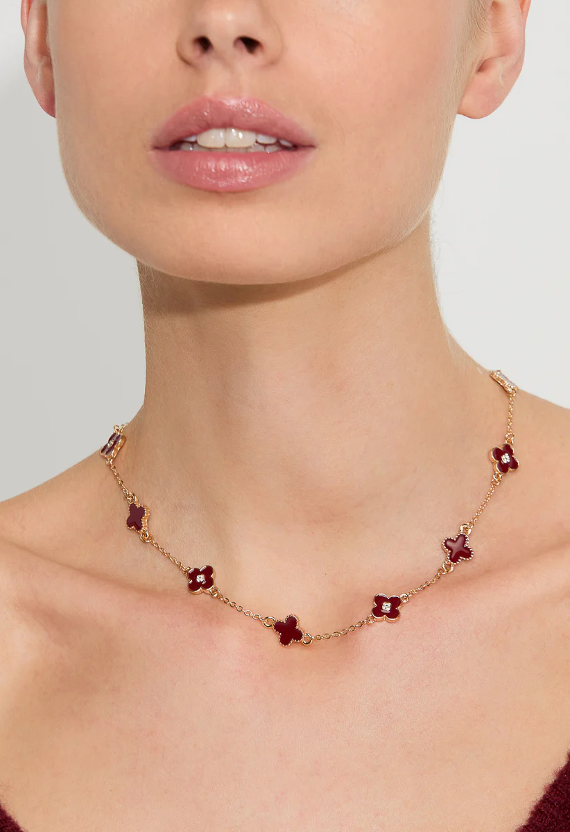 Liv Enamel Clover Necklace - Image 2