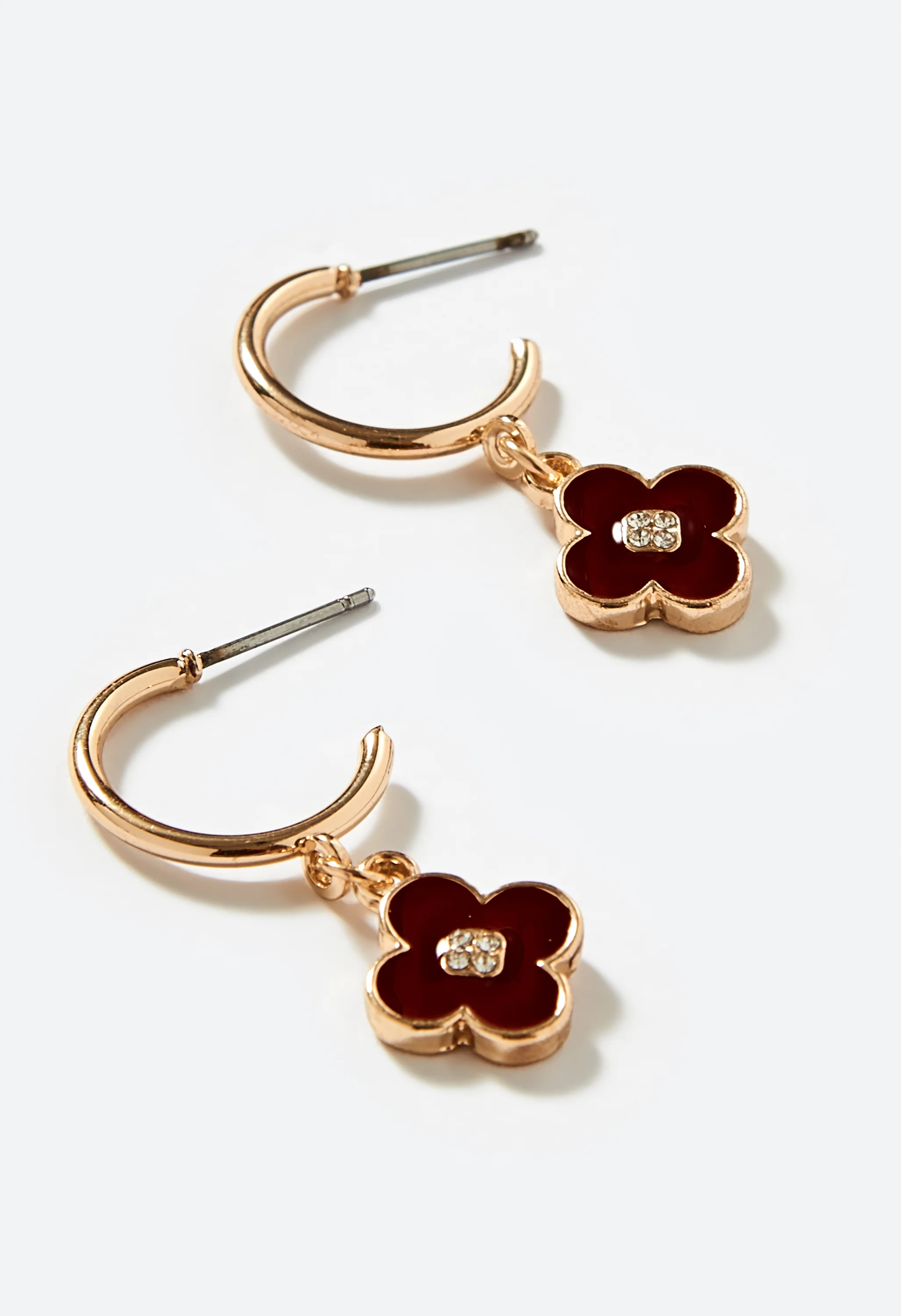Livia 3 Pair Pack Mixed Glass And Enamel Clover Earrings - Image 3