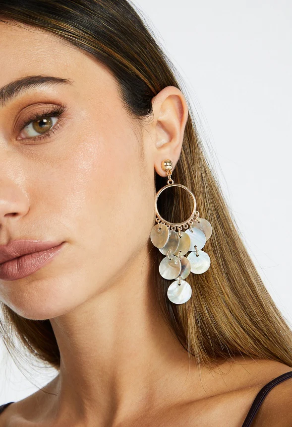 Liz Drop Earrings With Real Shell Chandelier Strands - Image 2
