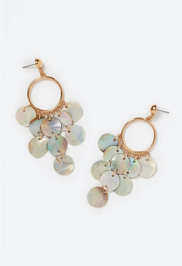 Liz Drop Earrings With Real Shell Chandelier Strands - Image 3
