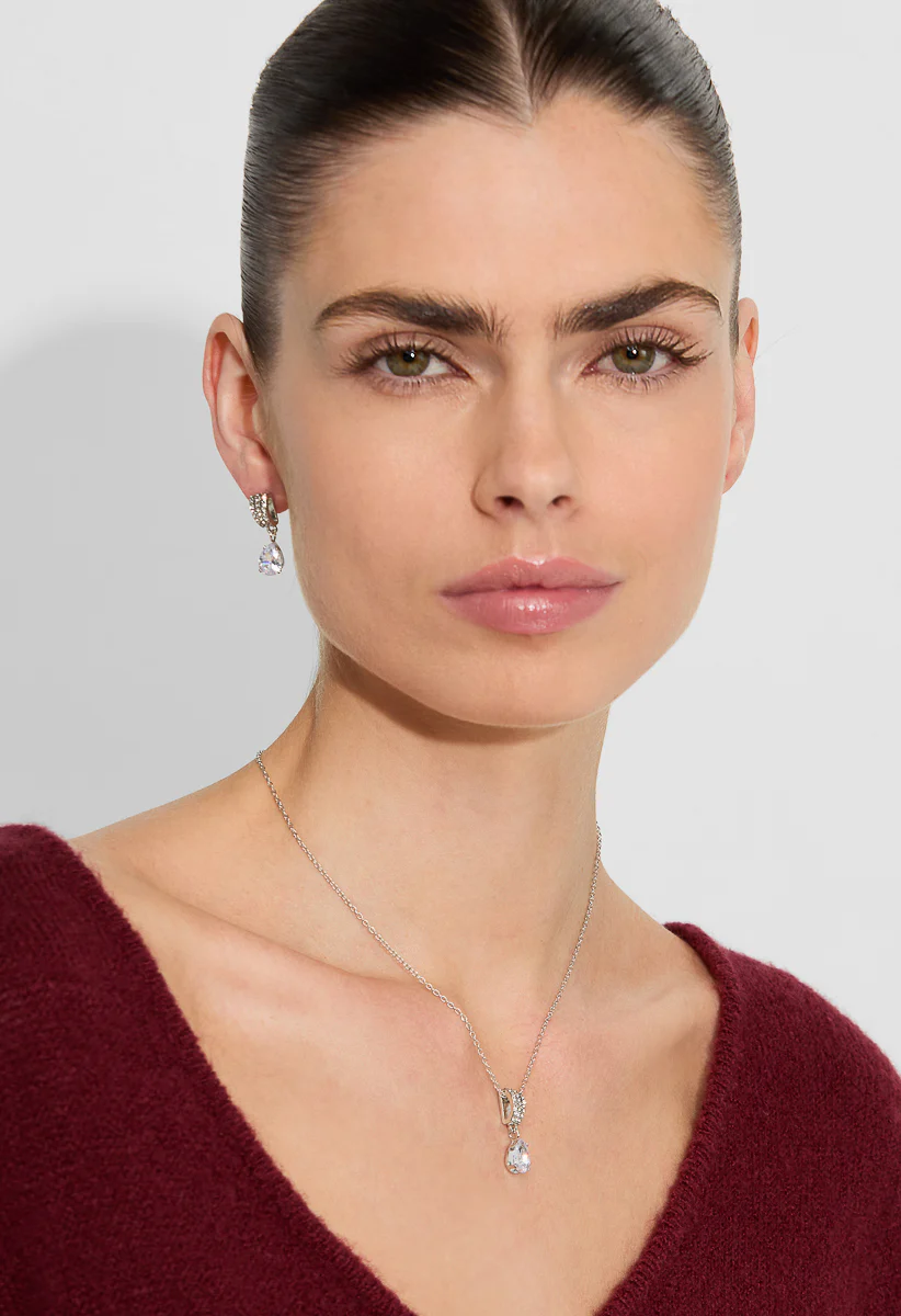 Liz Glass Stone Teardrop Earring And Pendant Necklace Set - Image 2
