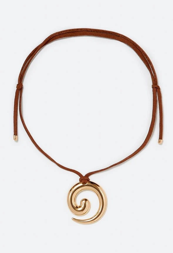 Lois Spiral Drop On Faux Suede Cord Necklace - Image 2