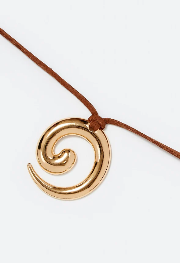 Lois Spiral Drop On Faux Suede Cord Necklace - Image 3
