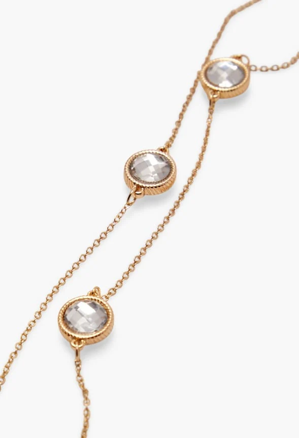 Long Chain Necklace With Bezel Stones - Image 2