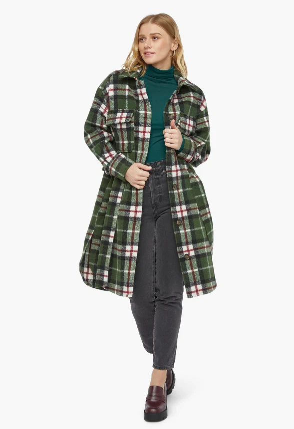 Long Plaid Shacket - Image 2