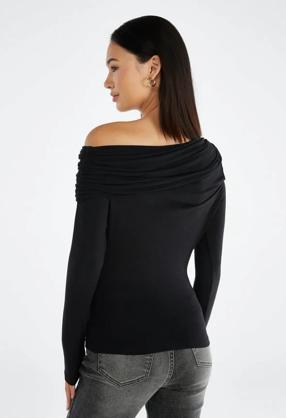 Long Sleeve Off The Shoulder Top - Image 2