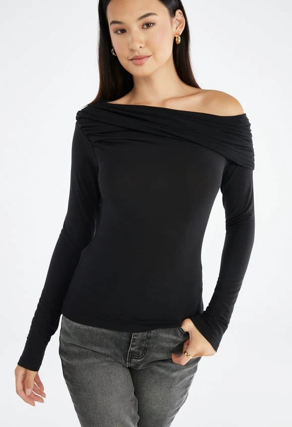 Long Sleeve Off The Shoulder Top - Image 3