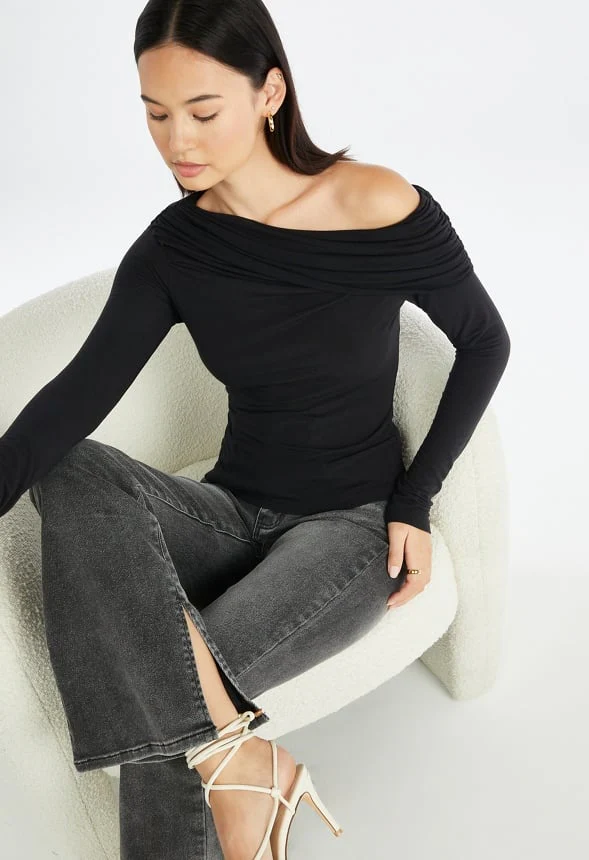 Long Sleeve Off The Shoulder Top - Image 4