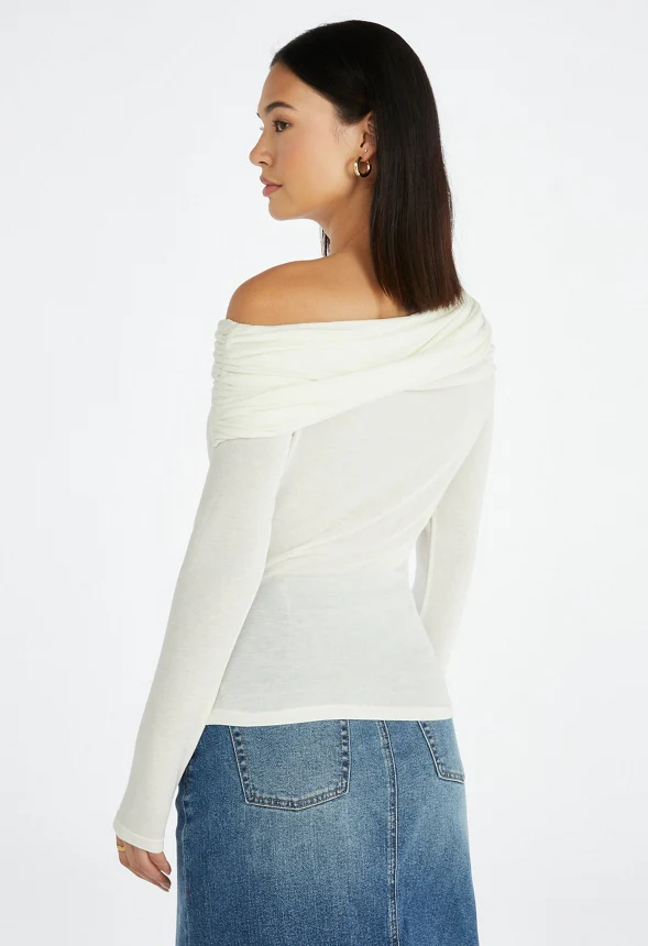 Long Sleeve Off The Shoulder Top - Image 2