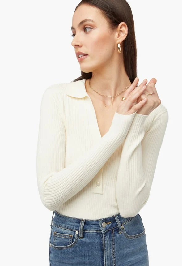 Long Sleeve Polo Bodysuit - Image 4