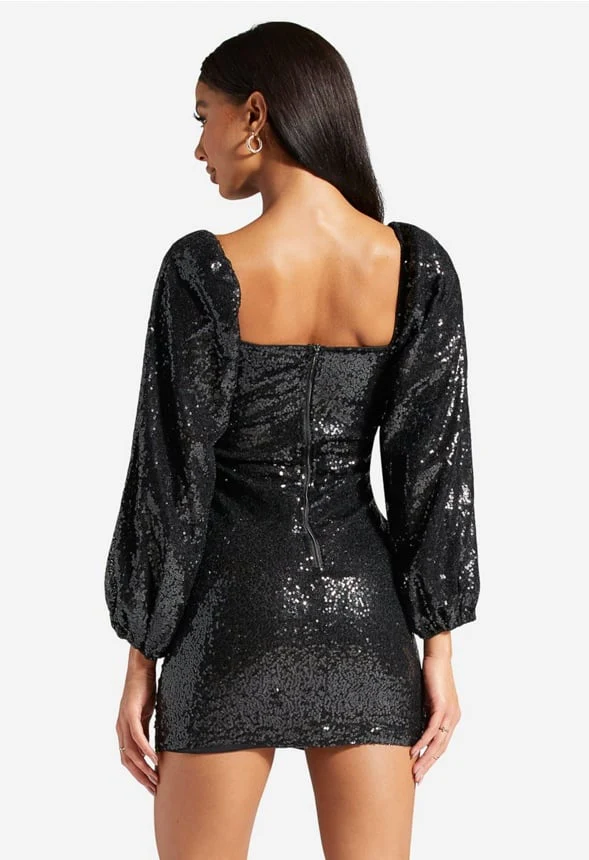 Long Sleeve Sequin Mini Dress - Image 2