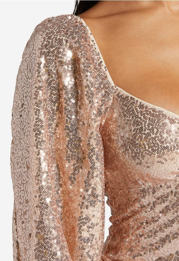 Long Sleeve Sequin Mini Dress - Image 3