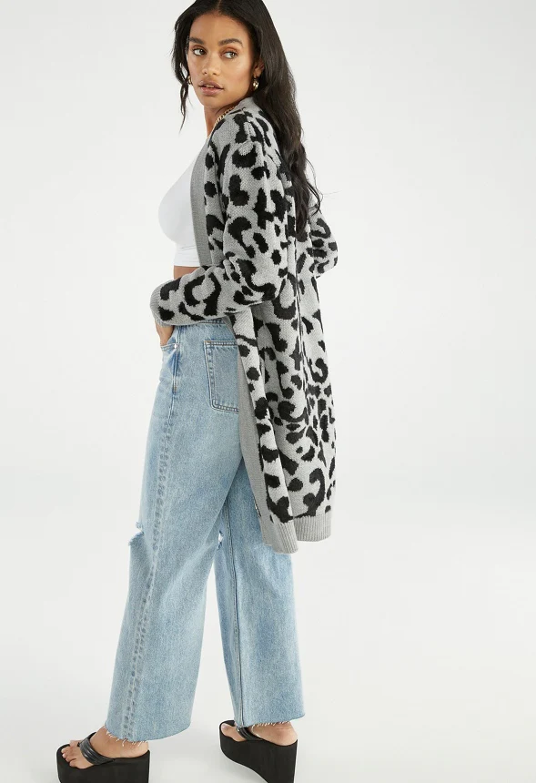 Longline Jacquard Cardigan - Image 2