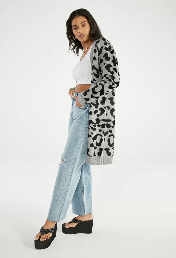 Longline Jacquard Cardigan - Image 5