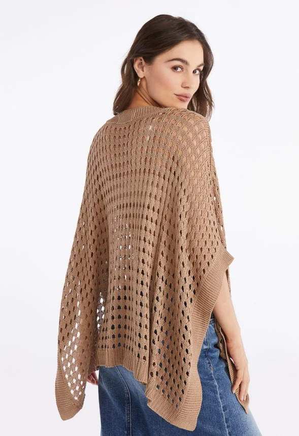 Loose Crochet Knit Ruana - Image 2