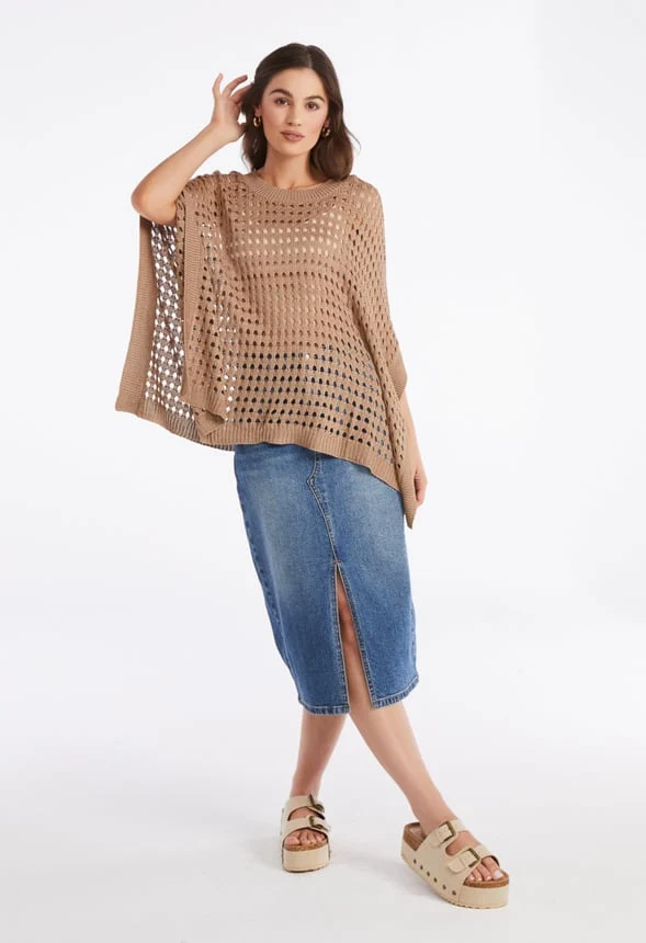 Loose Crochet Knit Ruana - Image 5